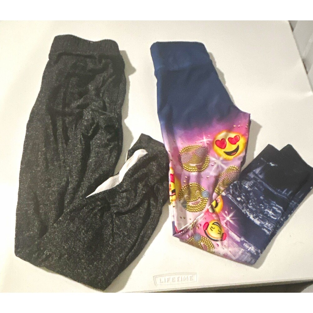 Justice Girls Sweatpants (Size 12) & multicolor leggings (Size 10)